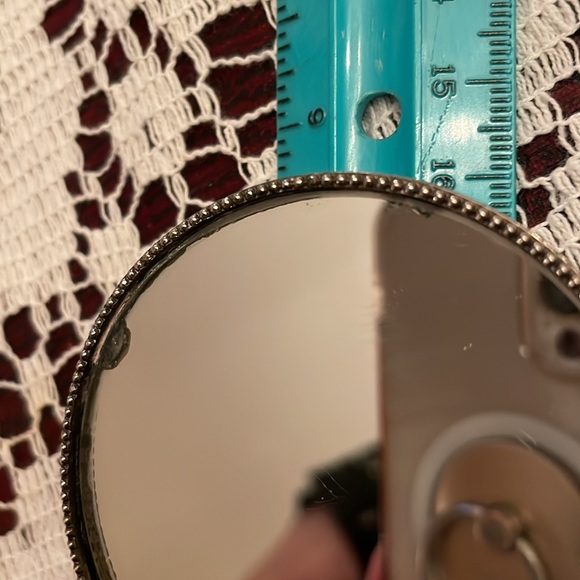 Silver keepsake baby mirror Teddy Bear and flower design 5.5” tall, 2.5”wide big - Picture 5 of 11